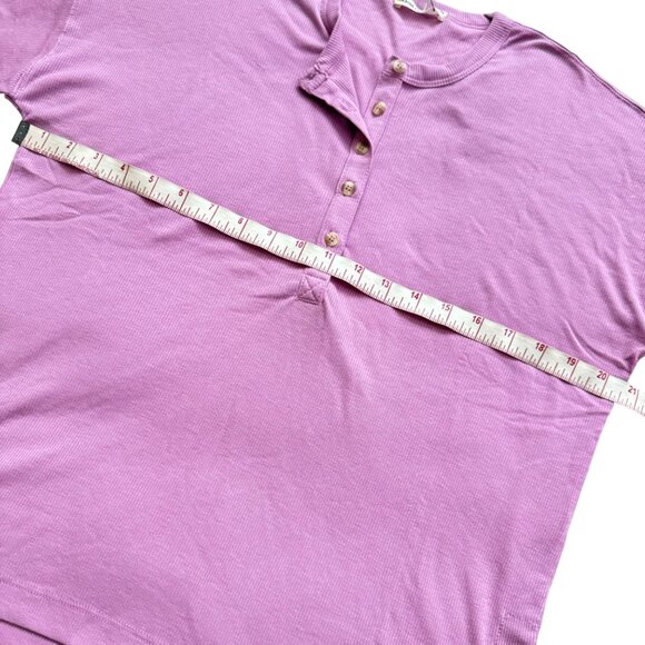 Marine layer Cait Lightweigh Henley-lilac Tee sz medium long sleeve relaxed new - Picture 5 of 14
